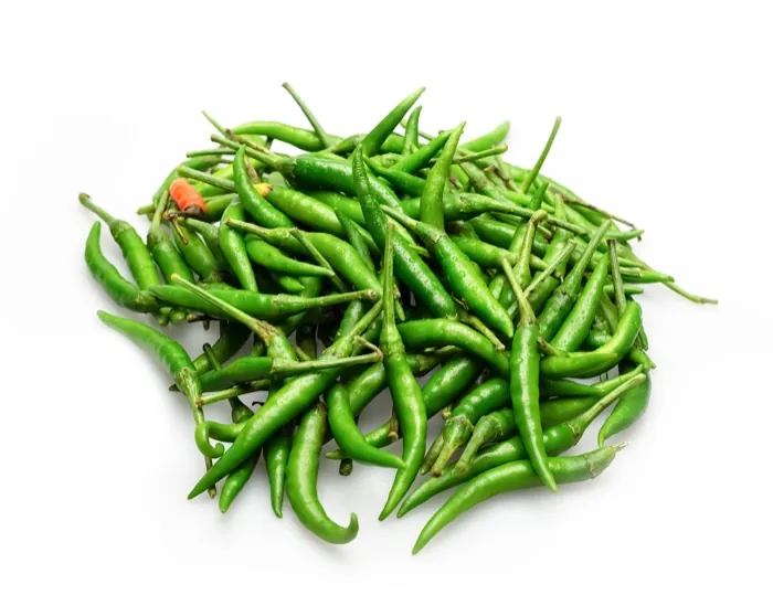 Fresh green chillies in a pile